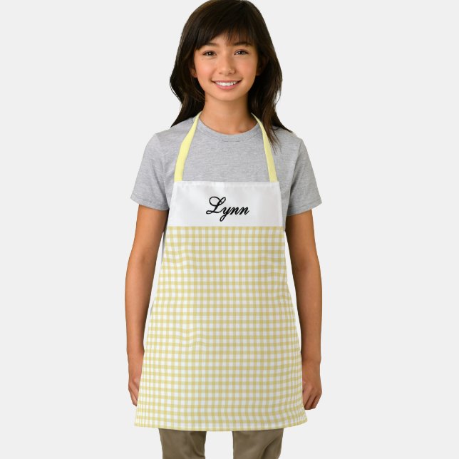 Classic Yellow & White Gingham | Personalized Name Apron (Insitu)