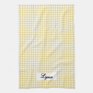 Classic Yellow & White Gingham | Personalized Name Tea Towel