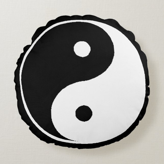 Classic Ying Yang Chinese Symbol Round Cushion (Front)