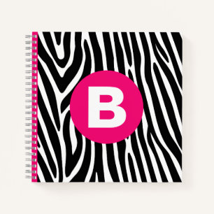 Classic Zebra Stripes Bright Pink Monogram Notebook