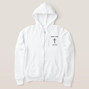 classic zipup sweatshirt with ABIDE IN HIM imprint