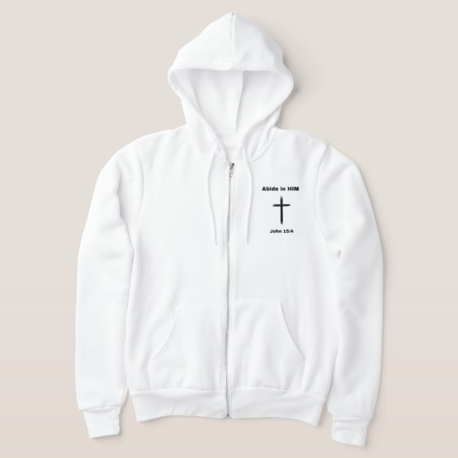 classic zipup sweatshirt with ABIDE IN HIM imprint (Laydown)