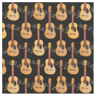 Classical Acoustic Guitars Music Notes Fabric