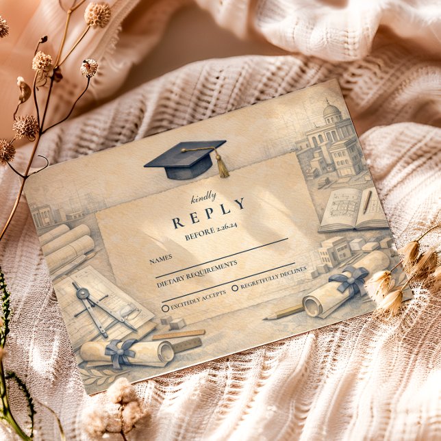 Classical Architecture Graduatio RSVP Card (Creator Uploaded)