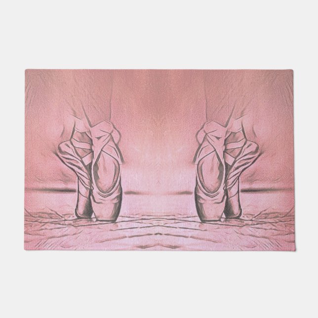 Classical Ballet Feminine Pink Dancer Shoes Doormat (Front)