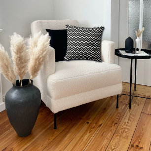 classical black and white chevron pattern cushion