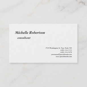 Classical Black White Plain Minimalist Business Card