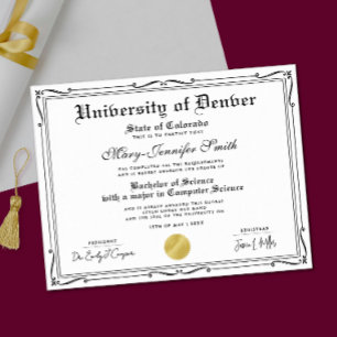 Classical Black White School Certificate Diploma Poster