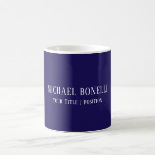 Classical Blue Color Elegant Serif Font Minimalist Coffee Mug