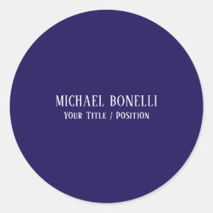 Classical Blue Colour Elegant Serif Font Minimalis Classic Round Sticker