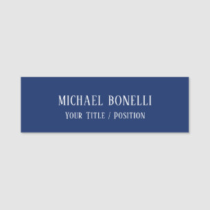 Classical Blue Colour Elegant Serif Font Minimalis Name Tag