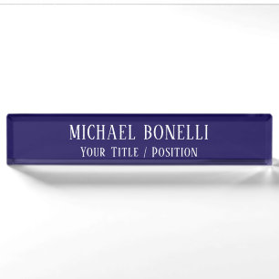 Classical Blue Colour Elegant Serif Font Minimalis Nameplate