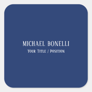 Classical Blue Colour Elegant Serif Font Minimalis Square Sticker