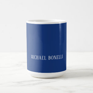 Classical Blue Plain Elegant Serif Font Minimalist Coffee Mug