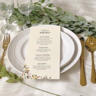 Classical Bohemian Tropical Floral Wedding Menu