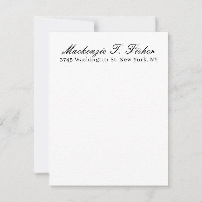 Classical Calligraphy Elegant Plain Black & White Card (Front)