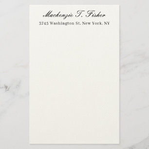 Classical Calligraphy Elegant Plain Black & White Stationery