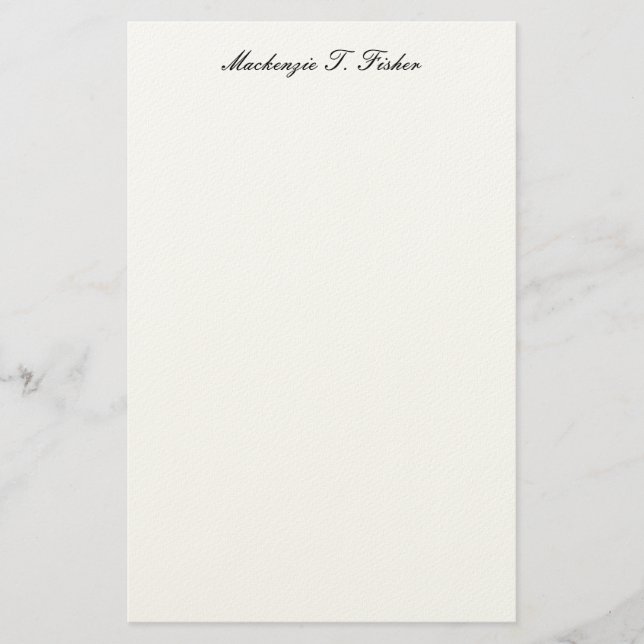 Classical Calligraphy Elegant Plain Black & White Stationery (Front)