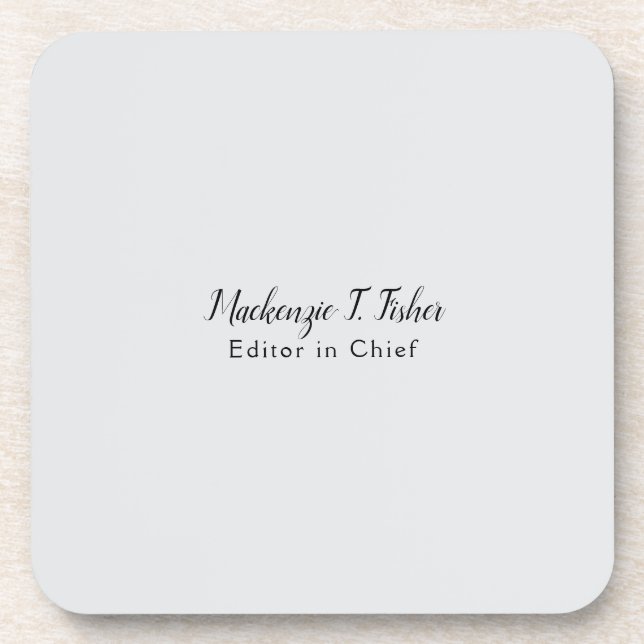 Classical Calligraphy Elegant Plain Simple Grey Coaster (Front)