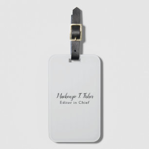 Classical Calligraphy Elegant Plain Simple Grey Luggage Tag