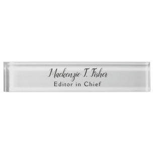 Classical Calligraphy Elegant Plain Simple Grey Nameplate