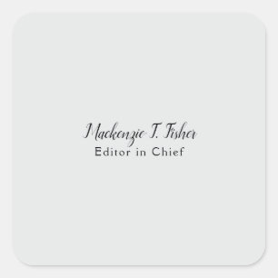 Classical Calligraphy Elegant Plain Simple Grey Square Sticker