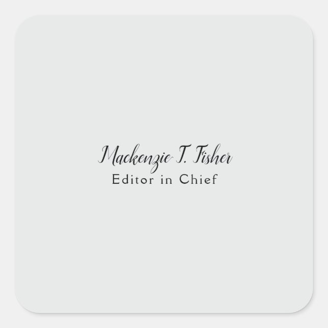 Classical Calligraphy Elegant Plain Simple Grey Square Sticker (Front)