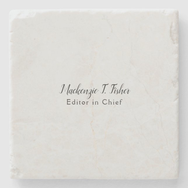 Classical Calligraphy Elegant Plain Simple Grey Stone Coaster (Front)