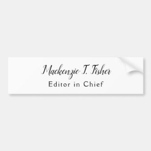 Classical Calligraphy Elegant Plain Simple White Bumper Sticker