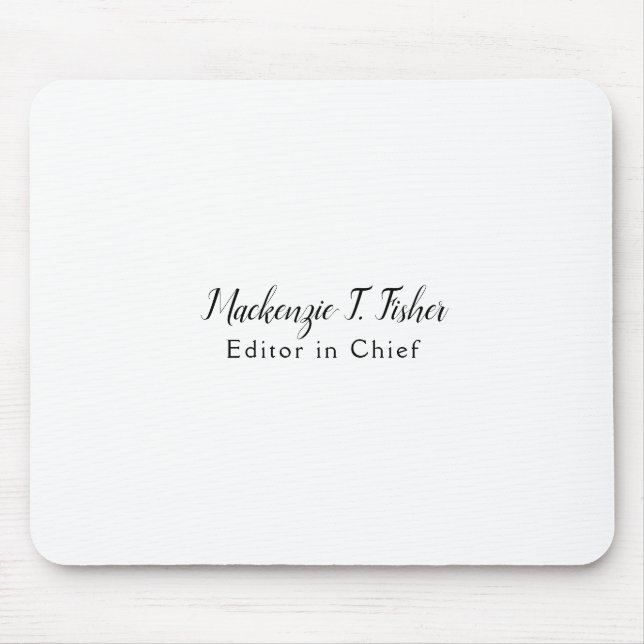 Classical Calligraphy Elegant Plain Simple White Mouse Mat (Front)