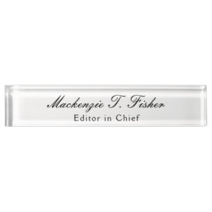 Classical Calligraphy Elegant Plain Simple White Nameplate