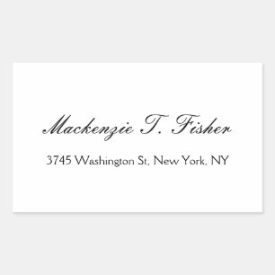 Classical Calligraphy Elegant Plain Simple White Rectangular Sticker