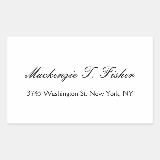 Classical Calligraphy Elegant Plain Simple White Rectangular Sticker (Front)