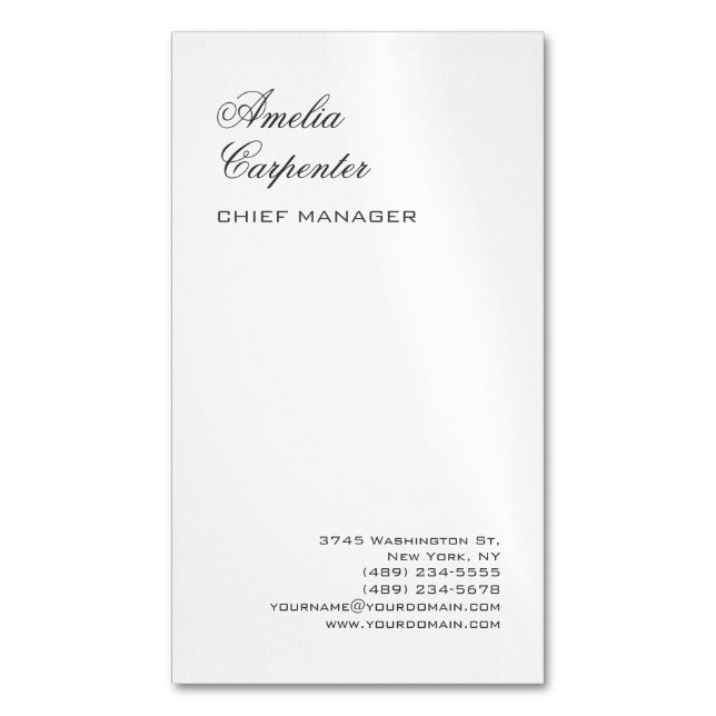 Classical Calligraphy Minimalist Professional Magnetic Business Card (Front Vertical)