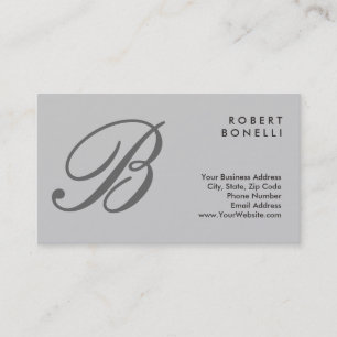Classical Calligraphy Monogram Grey Business Card