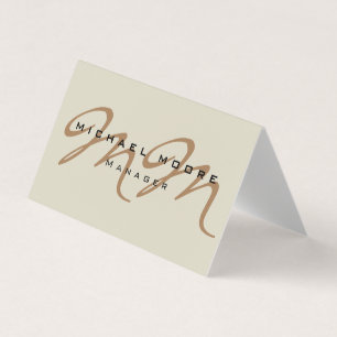 Classical Calligraphy Monogram Pastel Colour Business Card