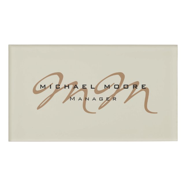 Classical Calligraphy Monogram Pastel Colour Name Tag (Front)