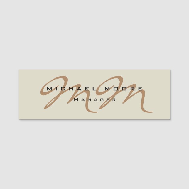 Classical Calligraphy Monogram Pastel Colour Name Tag (Front)