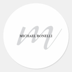 Classical calligraphy monogram professional classic round sticker