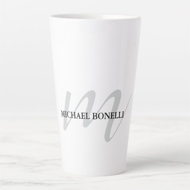 Classical calligraphy monogram professional latte mug (Front)