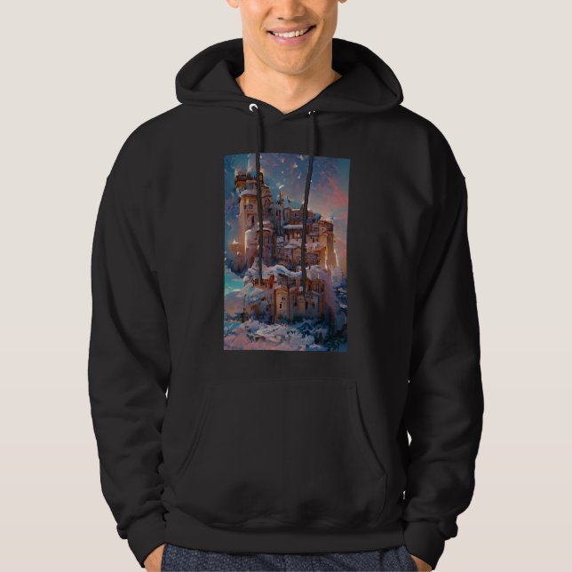 Classical Castle, Winter Mediaeval Castle, Christm Hoodie (Front)