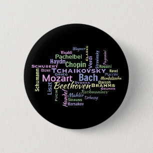 Classical Composers Word Cloud 6 Cm Round Badge
