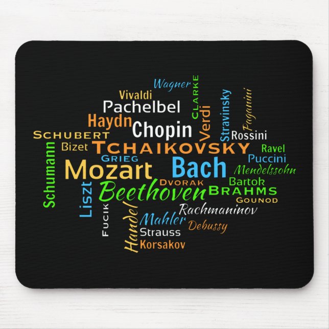 Classical Composers Word Cloud Mouse Mat (Front)