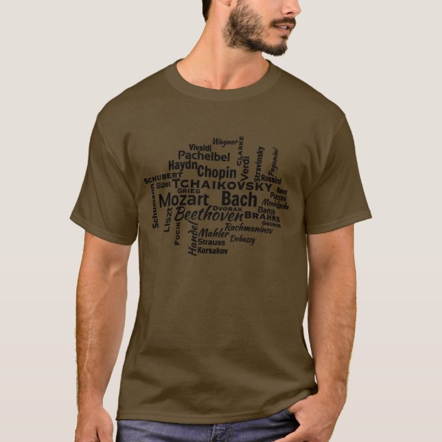 Classical Composers Word Cloud T-Shirt (Front)