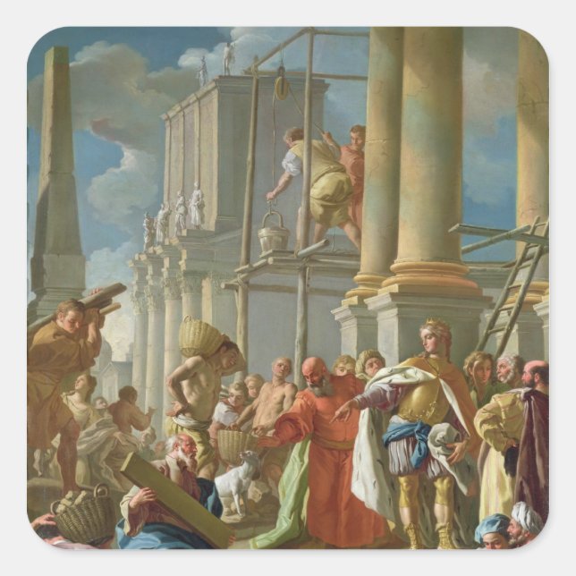 Classical Construction Scene Square Sticker (Front)