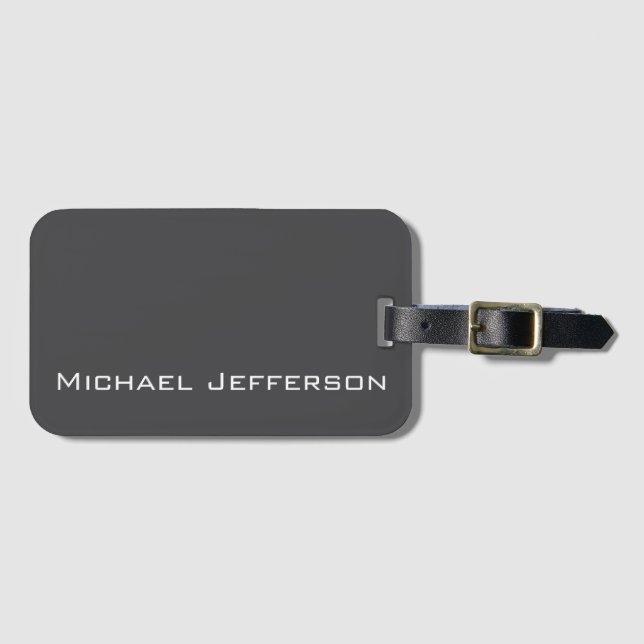 Classical Creative Trendy Dark Grey & White Luggage Tag (Front Horizontal)
