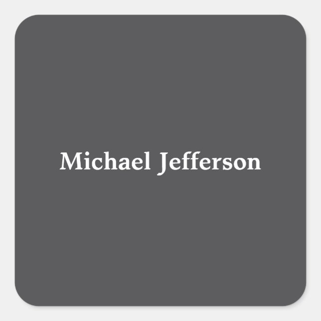 Classical Creative Trendy Dark Grey & White Square Sticker (Front)