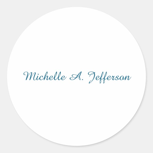 Classical Creative Trendy White Ocean Blue Classic Round Sticker (Front)