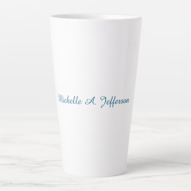 Classical Creative Trendy White Ocean Blue Latte Mug (Front)