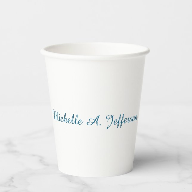 Classical Creative Trendy White Ocean Blue Paper Cups (Front)